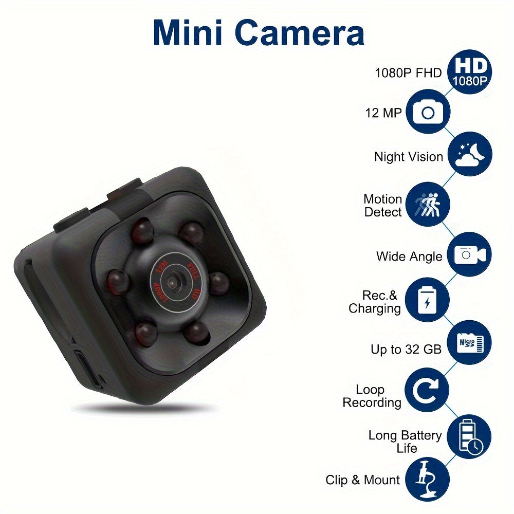 Mini Spy Camera, Hidden Camera 1080P, Nanny Cam Full HD with Night Vision Motion Activation for Indoor Outdoor Covert Security Cameras